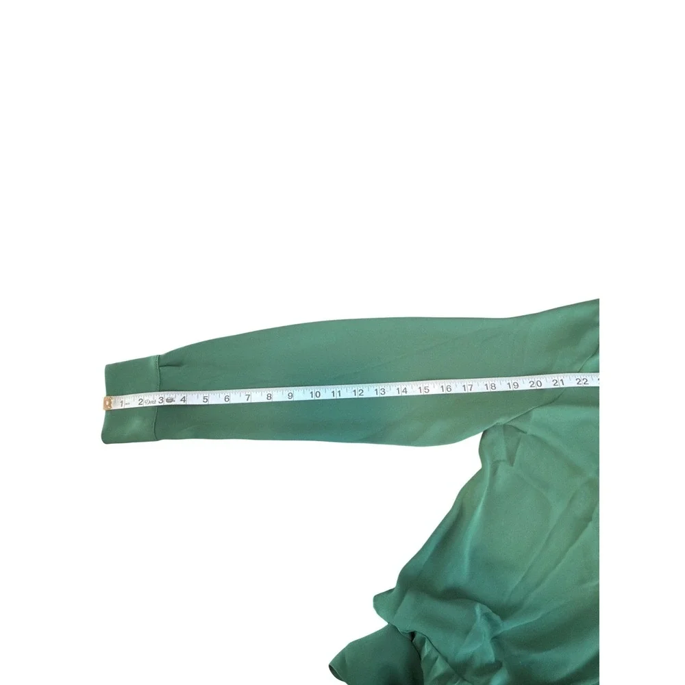 Milva Mi Shirt Dress Green Pleated Long Sleeve Belter Classy Maxi Modest Medium‎